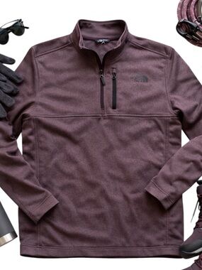 The North Face Mens Small Plum Quarter Zip Fleece Pullover Lightweight in EUC
